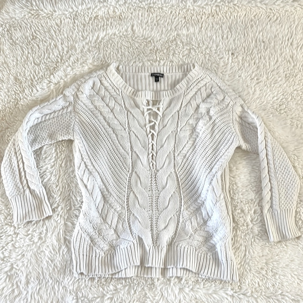 An express small white sweater
